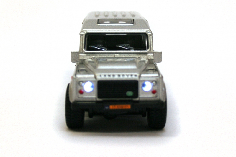 White Land Rover Defender Die Cast Model Front Lights